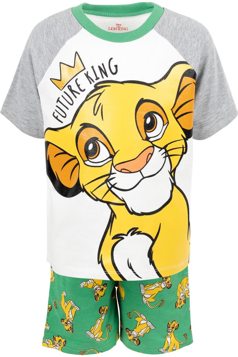 Lion King Simba T-Shirt and French Terry Shorts Set, Alternate, color, Simba Green Oatmeal