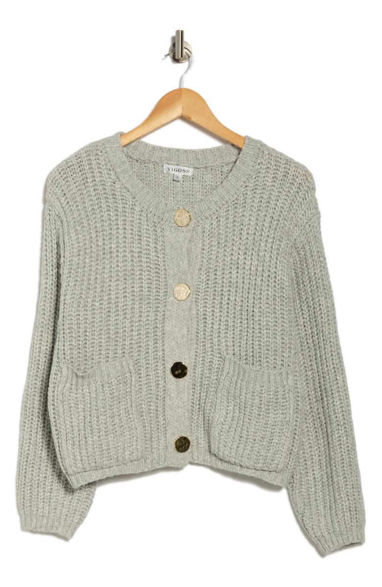 Vigoss Chunky Cozy Cardigan, Alternate, color, Grey