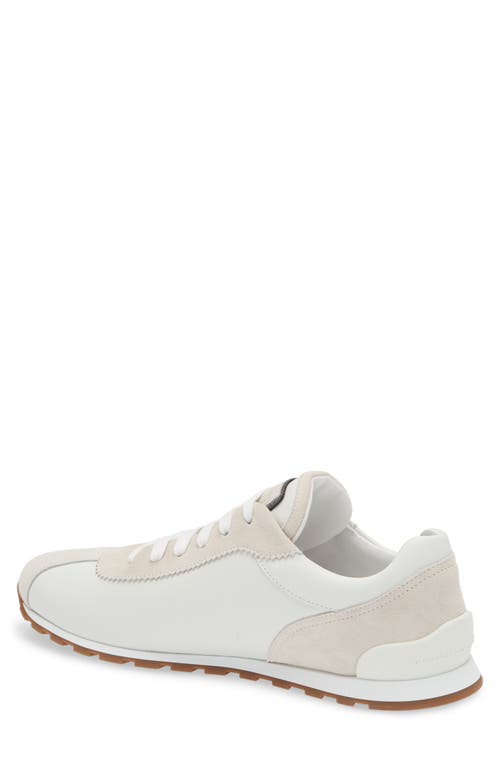 Brunello Cucinelli Embellished Suede-trimmed Stretch-knit Sneakers In C159 Bianco