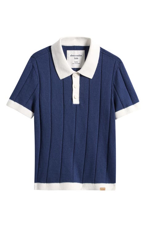 Kids' Swolo Contrast Trim Cotton Blend Rib Polo (Little Kid & Big Kid)