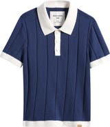 abercrombie kids Kids' Swolo Contrast Trim Cotton Blend Rib Polo