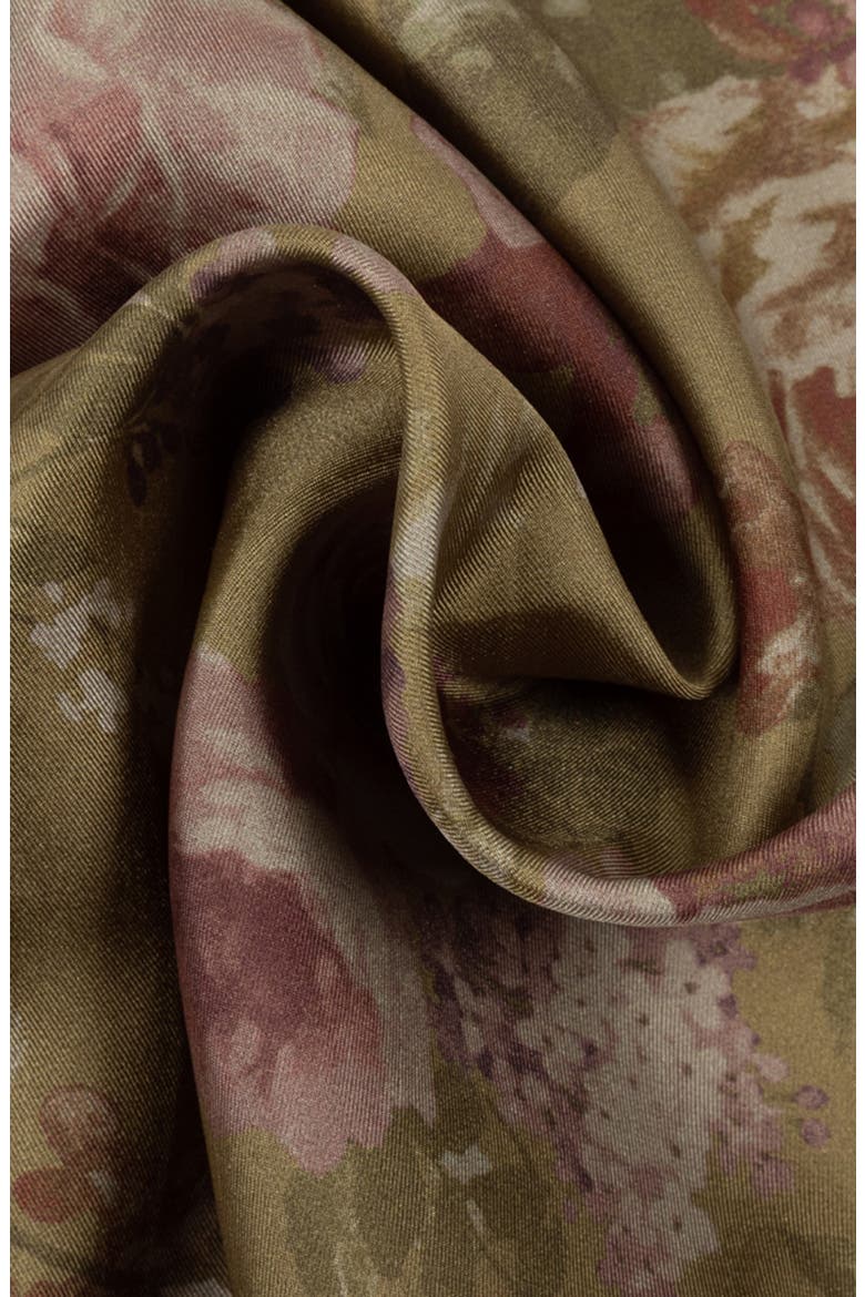 Floral Silk Square Scarf, Alternate, color, LAUREN CAMEL