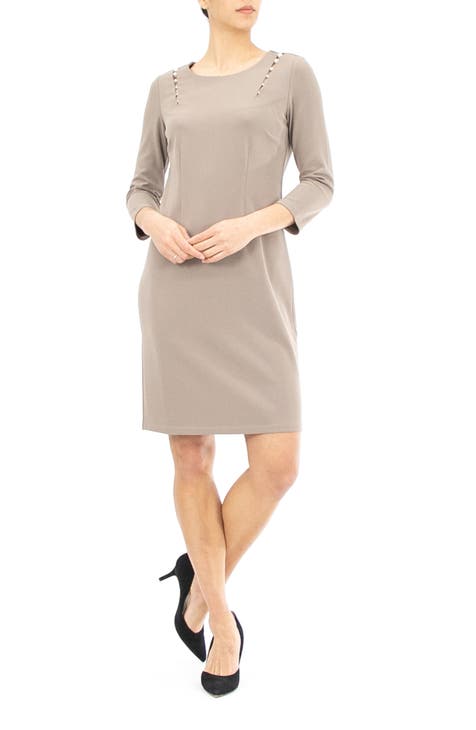 Faux Pearl Embellished Sheath Dress