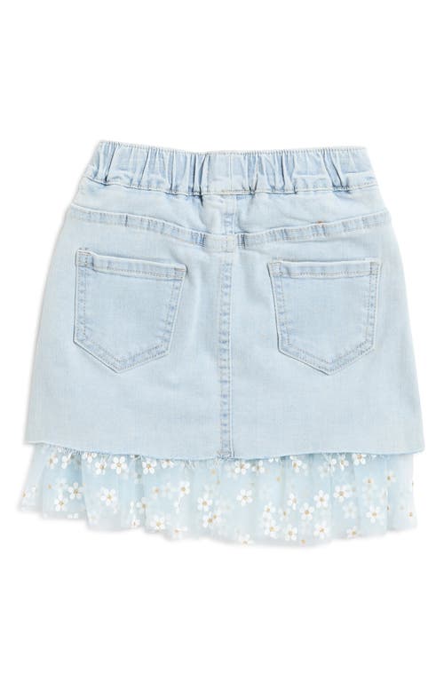 Doe A Dear Kids' Daisy Mesh Trim Denim Skirt In Blue