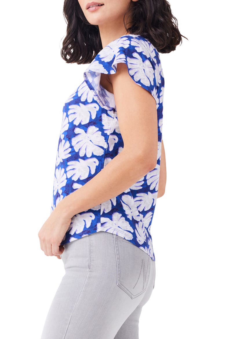 Shadow Palm Flutter Sleeve T-Shirt, Alternate, color, BLUE MULTIs