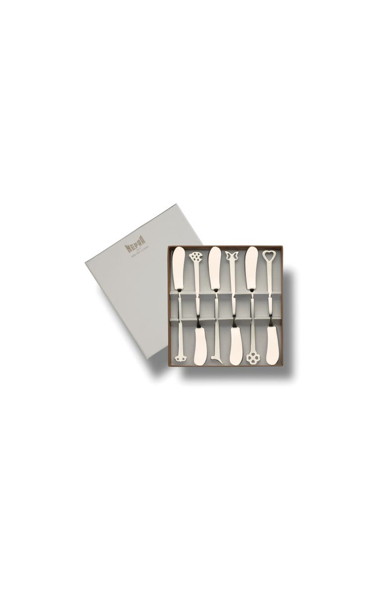 Mepra Evento Butter Spreader Set - 6 Pieces, Main, color, Silver