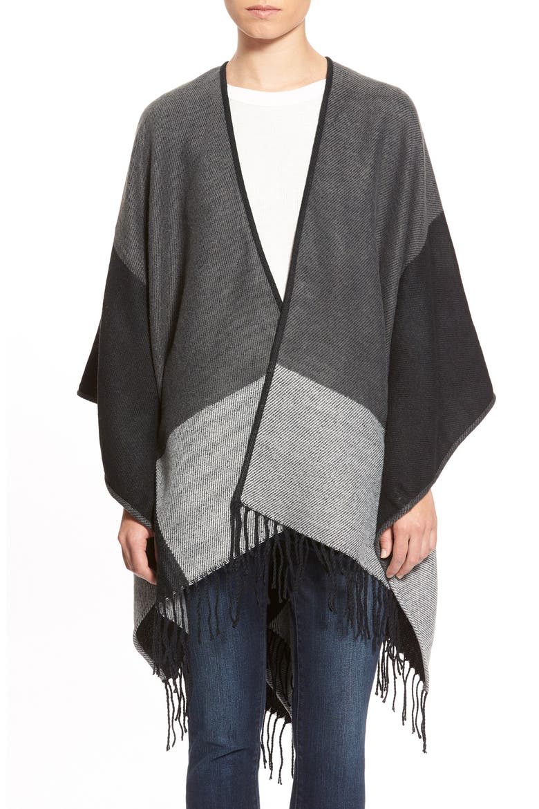 Colorblock Reversible Cape, Alternate, color, BLACK