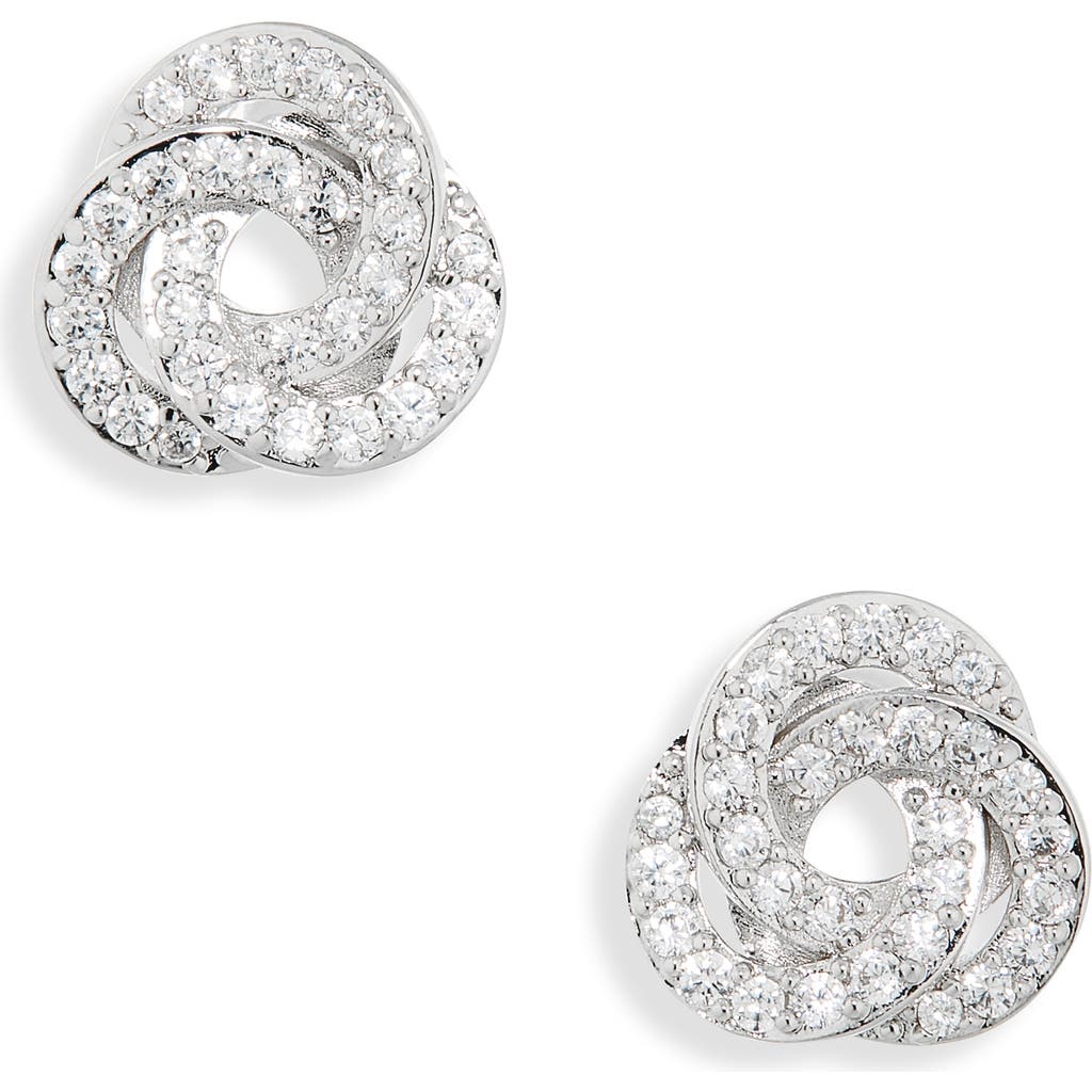 Nadri Jordan Love Knot Stud Earrings In Silver