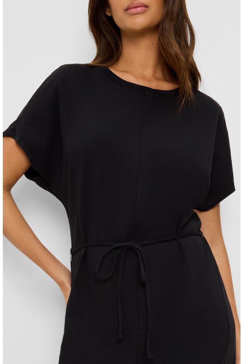 Evangeline Cotton Jersey Midi Dress, Alternate, color, BLACK