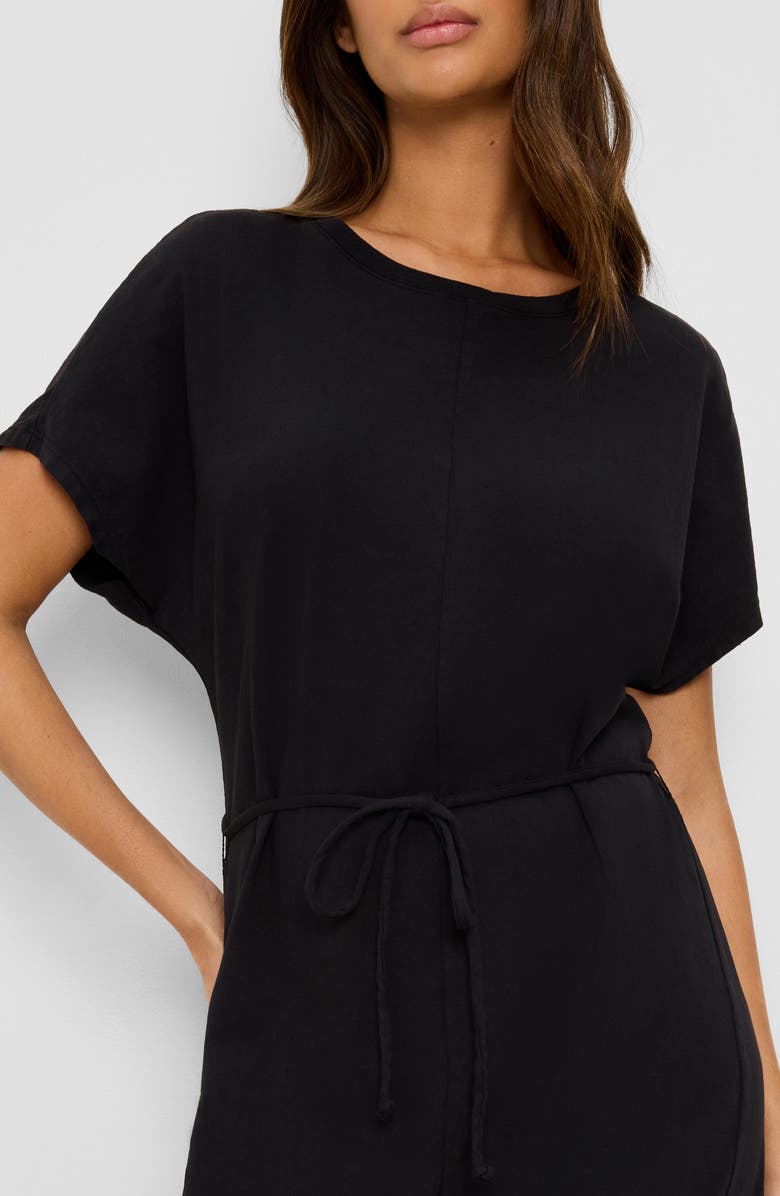 Michael Stars Evangeline Cotton Jersey Midi Dress, Alternate, color, Black