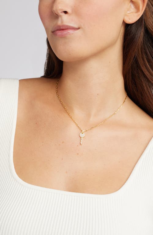 Nordstrom Demi Fine Pavé Key Pendant Necklace In 14k Gold Plated