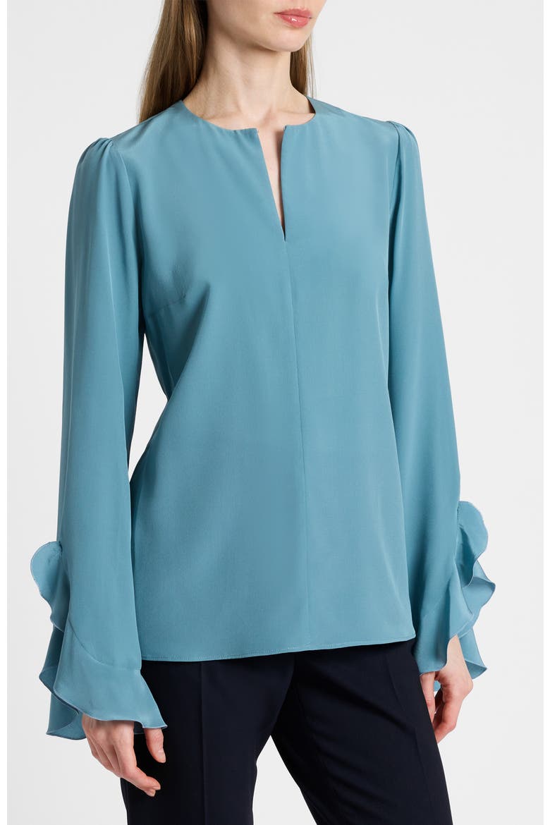 Anna Silk Ruffle Cuff Blouse, Alternate, color, Sea Mist