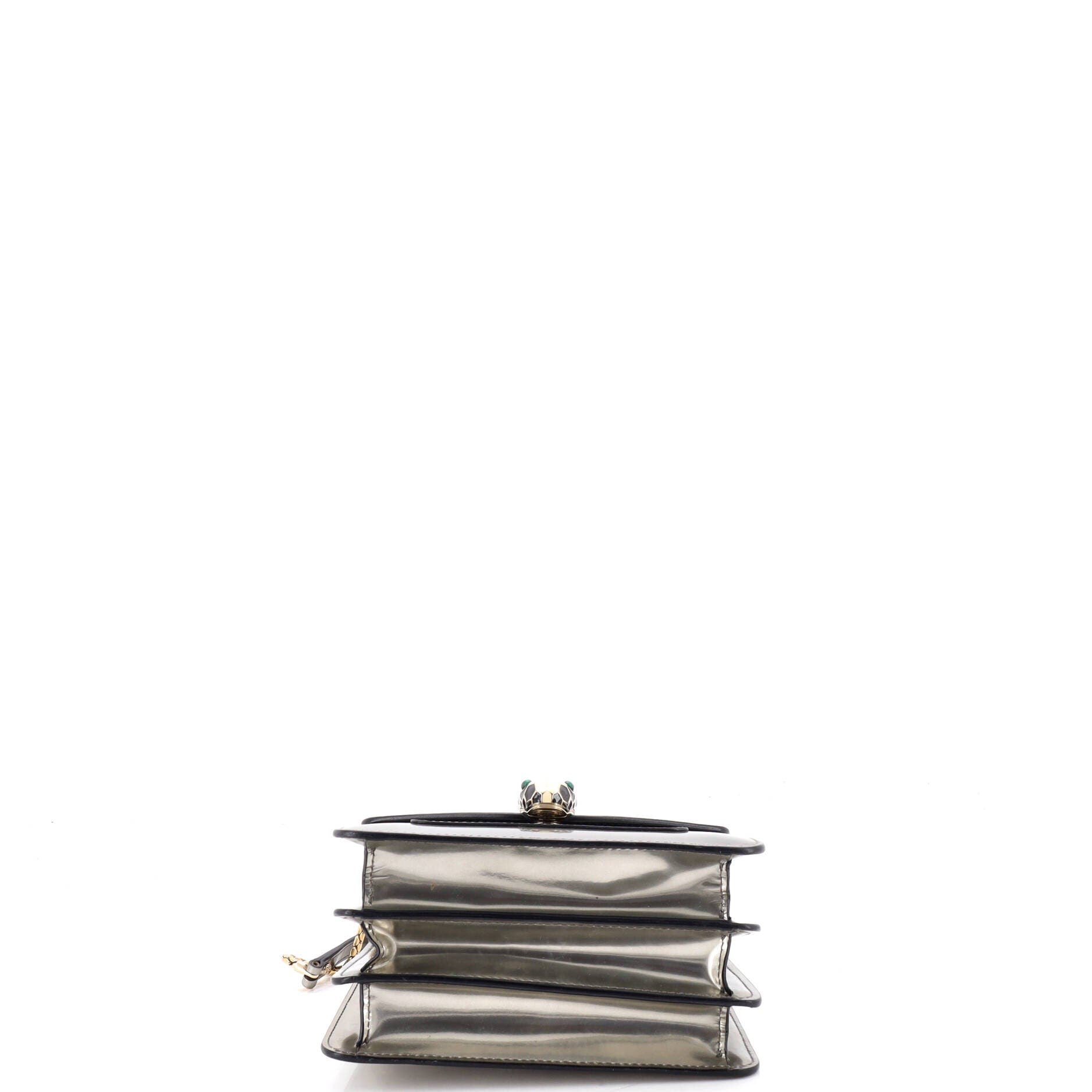 Serpenti Top Handle Bag Patent Small, Alternate, color, Metallic Silver