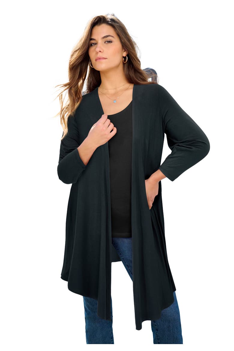 Ultra Drape Cardigan (plus), Main, color, BLACK