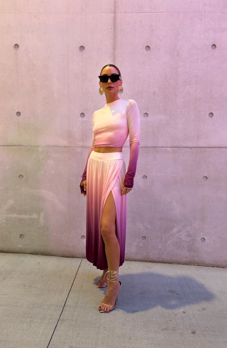 AFRM Kyomi Ombré Bubble Skirt, Alternate, color, Mauve Ombre