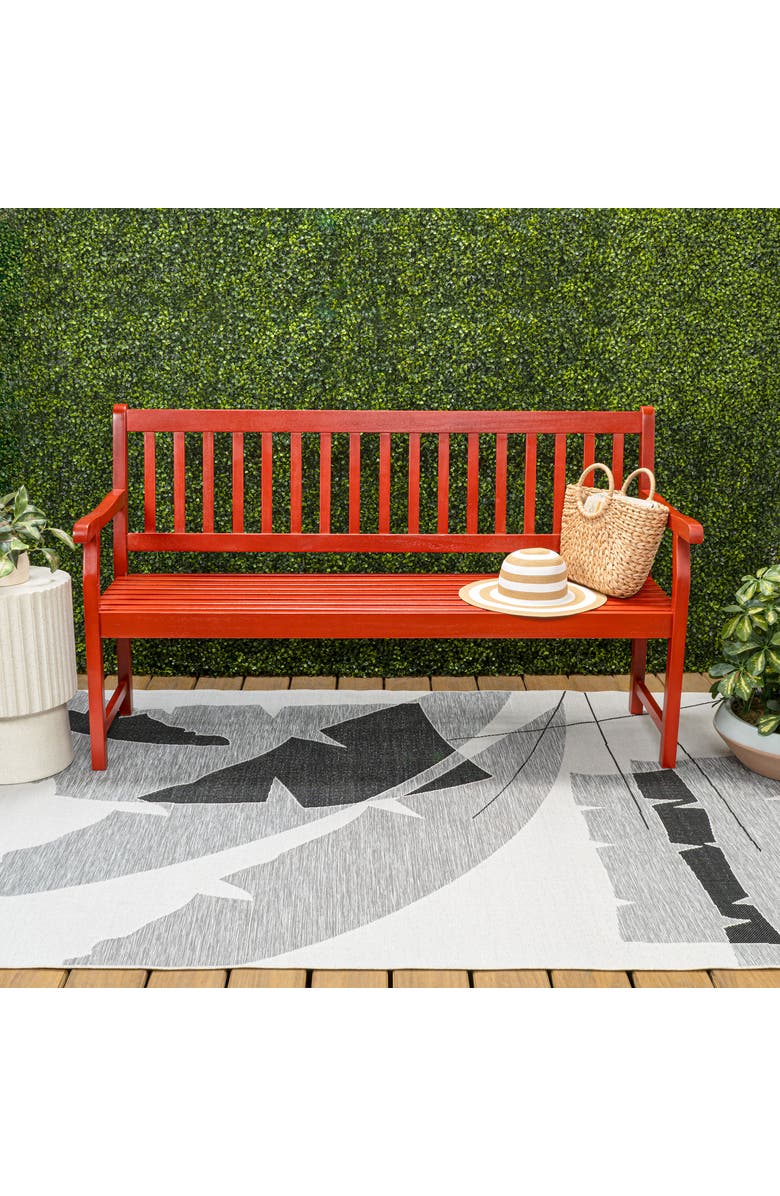 JONATHAN Y Laurel 3-Seat Slat-Back 600-Lbs Support Acacia Wood Outdoor Garden Patio Bench, Alternate, color, Red