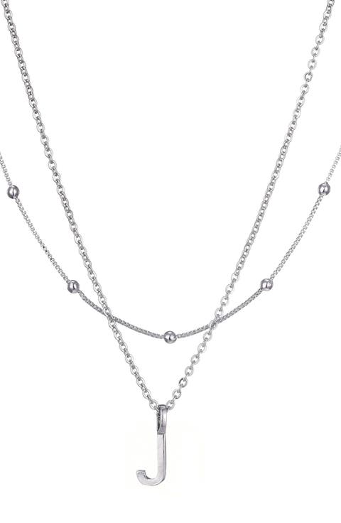 Initial Pendant Layered Chain Necklace