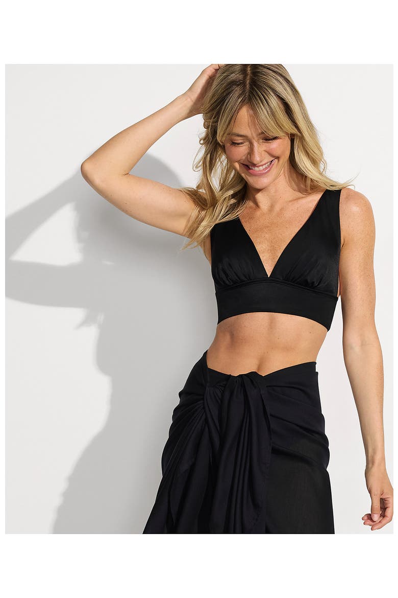 Plunge Bikini Top, Alternate, color, Black