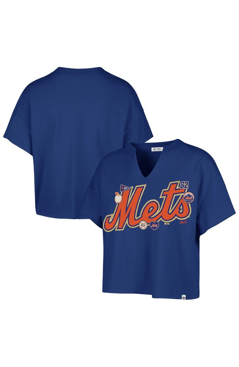 Stoney Clover Lane X '47 Women's '47 x Stoney Clover Lane Royal New York Mets Oversized Notch Neck T-Shirt, Main, color, Royal