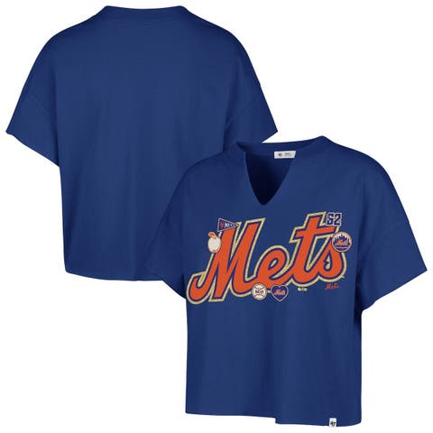 Women's '47 x Stoney Clover Lane Royal New York Mets Oversized Notch Neck T-Shirt