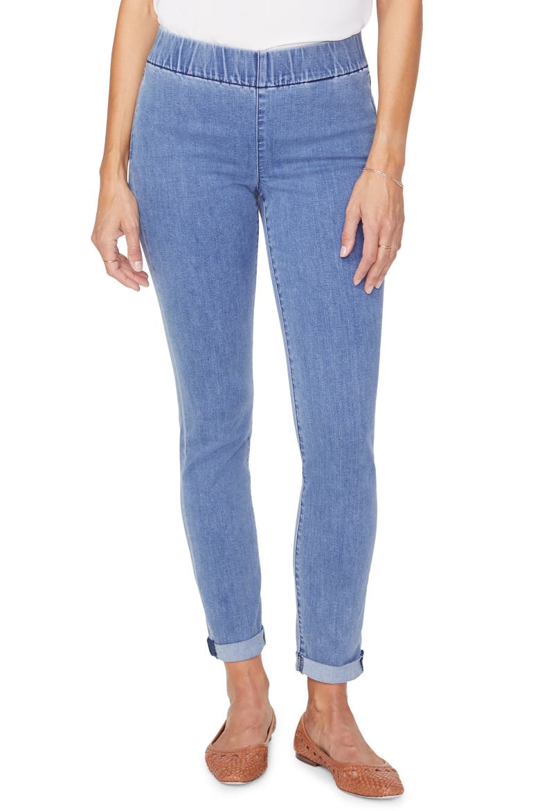 Pull-On Rolled Cuff Skinny Ankle Jeans, Main, color, DELRAY