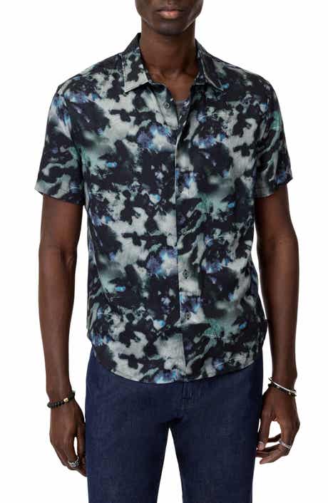 Sean Abstract Woodland Print Short Sleeve Modal Button-Up Shirt