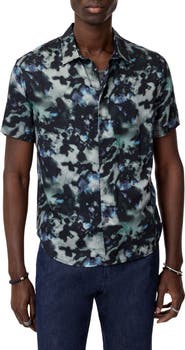 John Varvatos Sean Abstract Woodland Print Short Sleeve Modal Button-Up Shirt