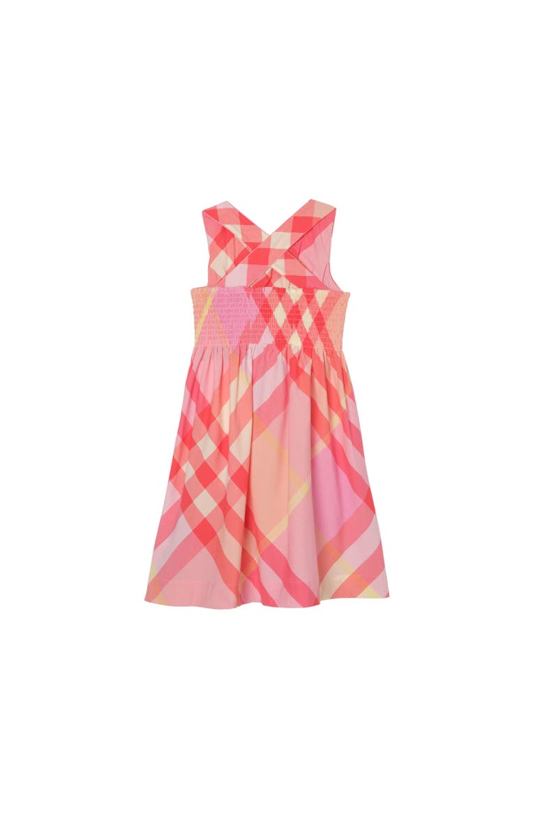 Check Cotton Dress, Alternate, color, Strawberry pink