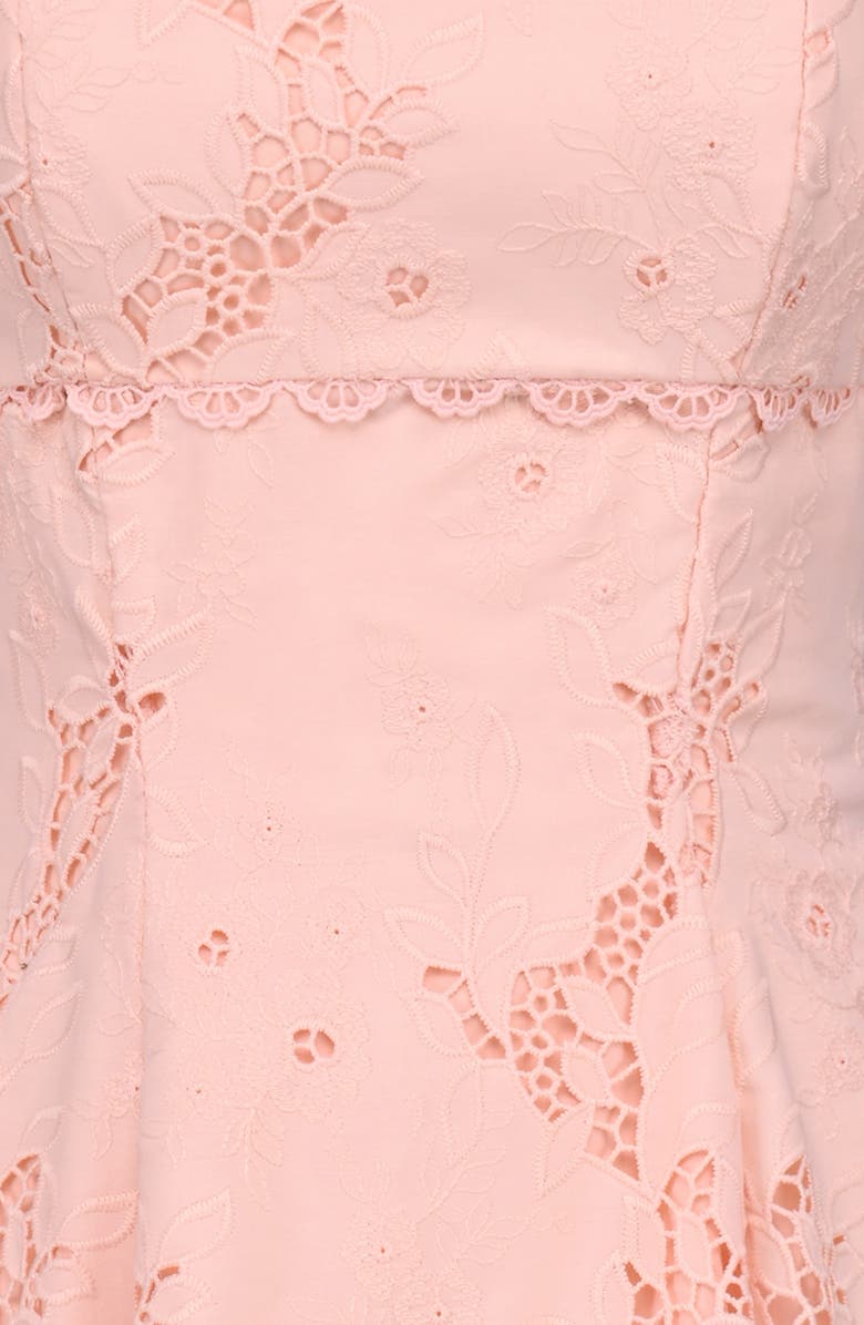 HOUSE OF CB Isla Scallop Broderie Anglaise Minidress, Alternate, color, Peach