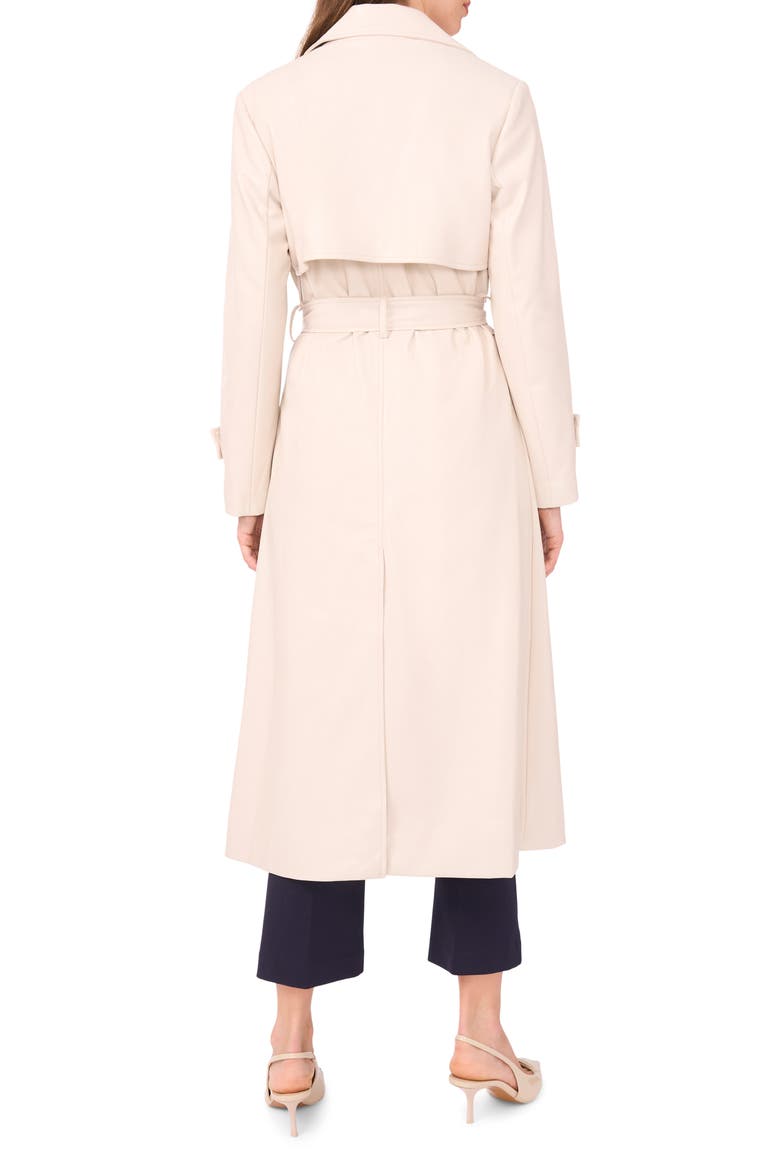 Drapey Faux Leather Belted Trench Coat, Alternate, color, MOONBEAM