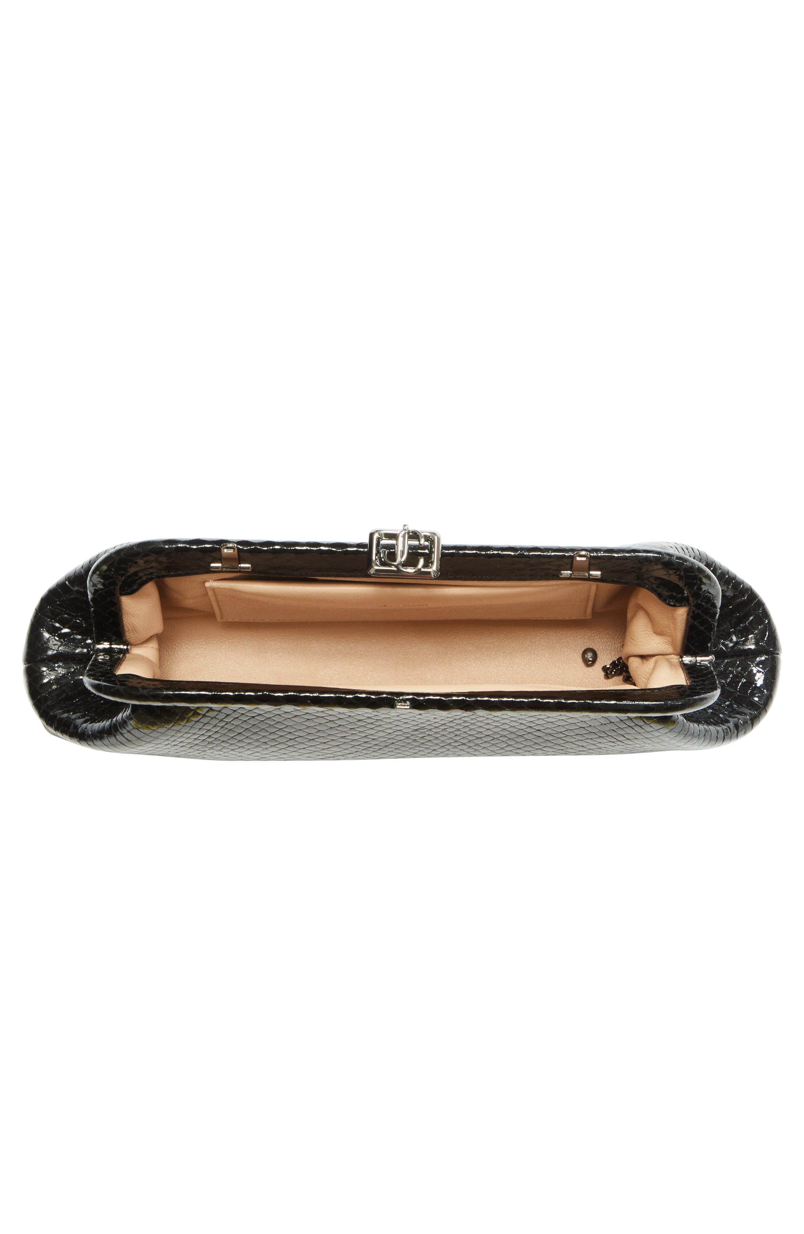 Jimmy Choo Skylar Snakeskin Embossed Leather Clutch, Alternate, color, Black/ Shiny Gold