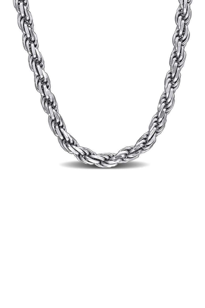 Diamond Cut Rope Chain Necklace, 3.1mm, Main, color, SILVER