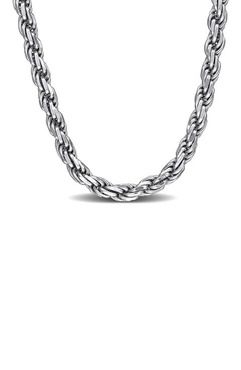 Diamond Cut Rope Chain Necklace, 3.1mm