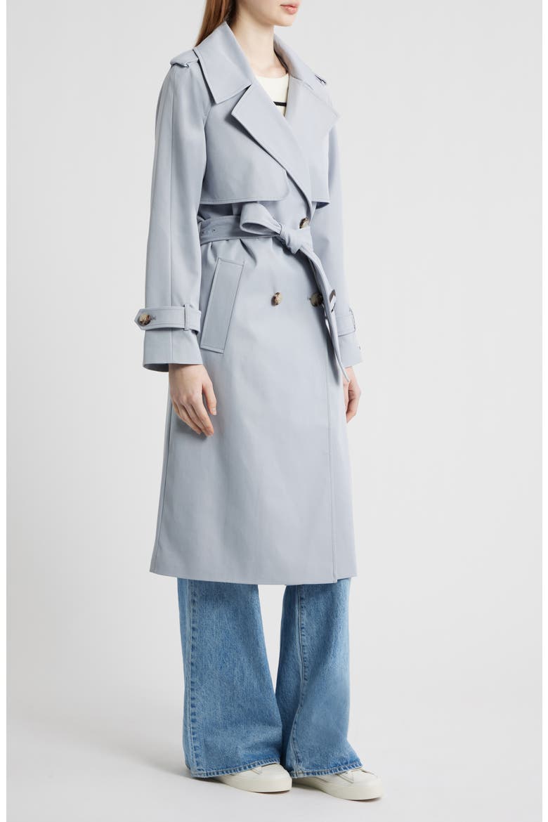Longline Trench Coat with Double Gun Flap, Alternate, color, SILVER SMOKE