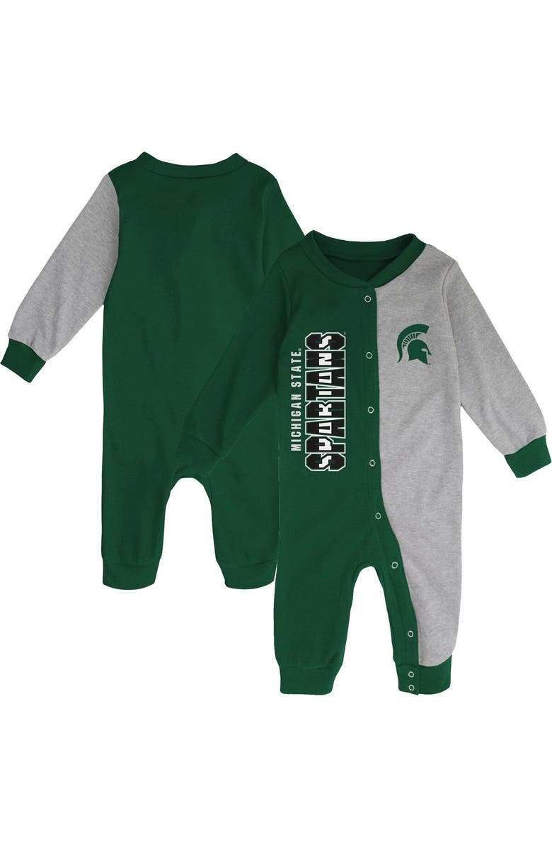Outerstuff Infant Green/Heather Gray Michigan State Spartans Halftime Two-Tone Sleeper, Main, color, 