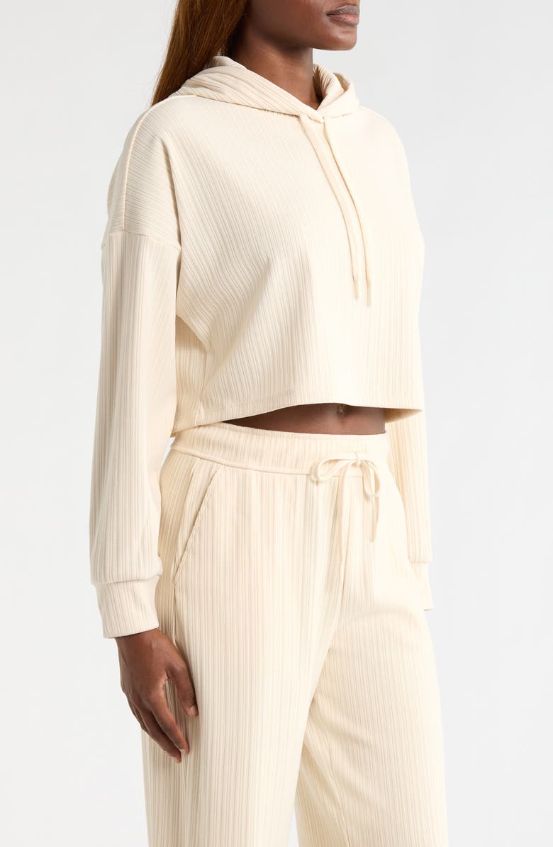 Beyond Yoga Breathe Easy Rib Crop Hoodie, Alternate, color, Ivory