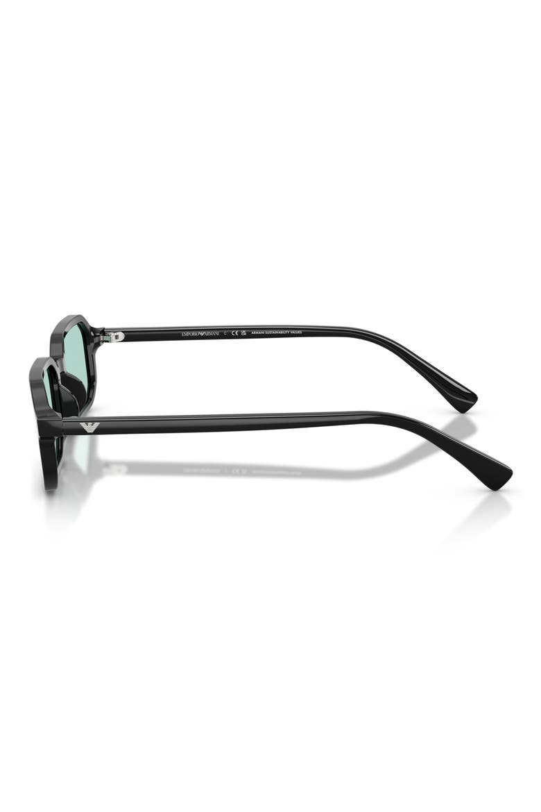 54mm Rectangle Sunglasses, Alternate, color, SHINY BLACK / LIGHT AZURE