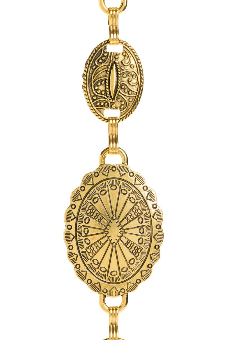 Festival Engraved Medallion Belt, Alternate, color, GOLD