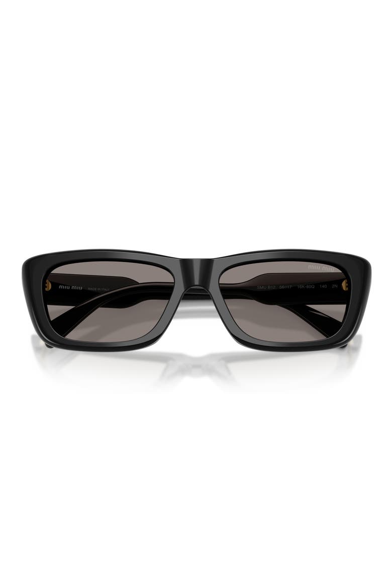 56mm Rectangular Sunglasses, Alternate, color, BLACK / DARK GREY