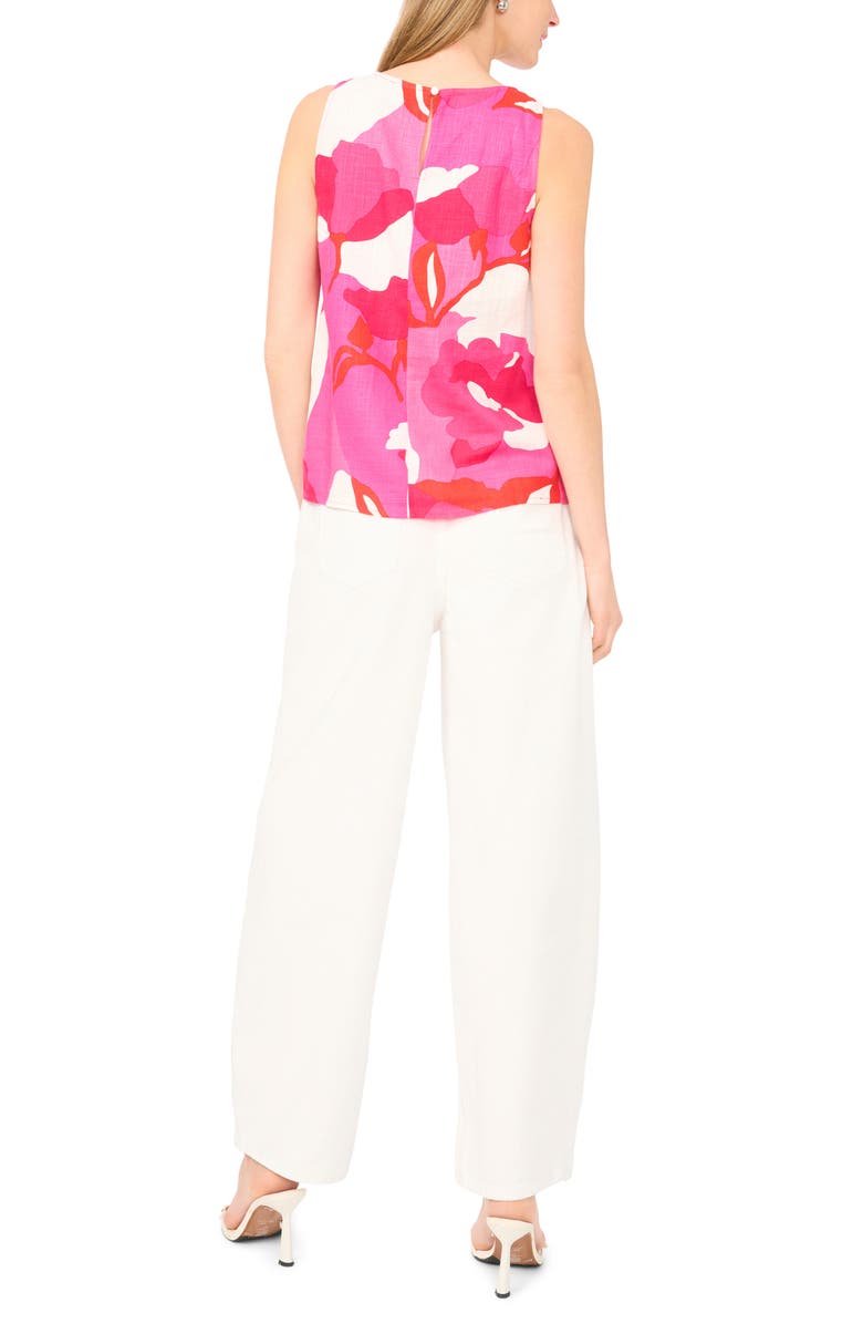 Vince Camuto Floral Print Linen Tank, Alternate, color, New Ivory Poppy Print