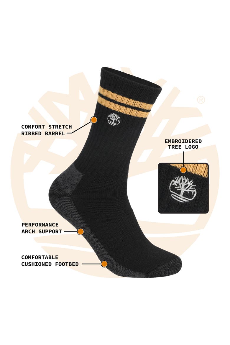 3-Pack Striped Crew Socks, Alternate, color, BLACK