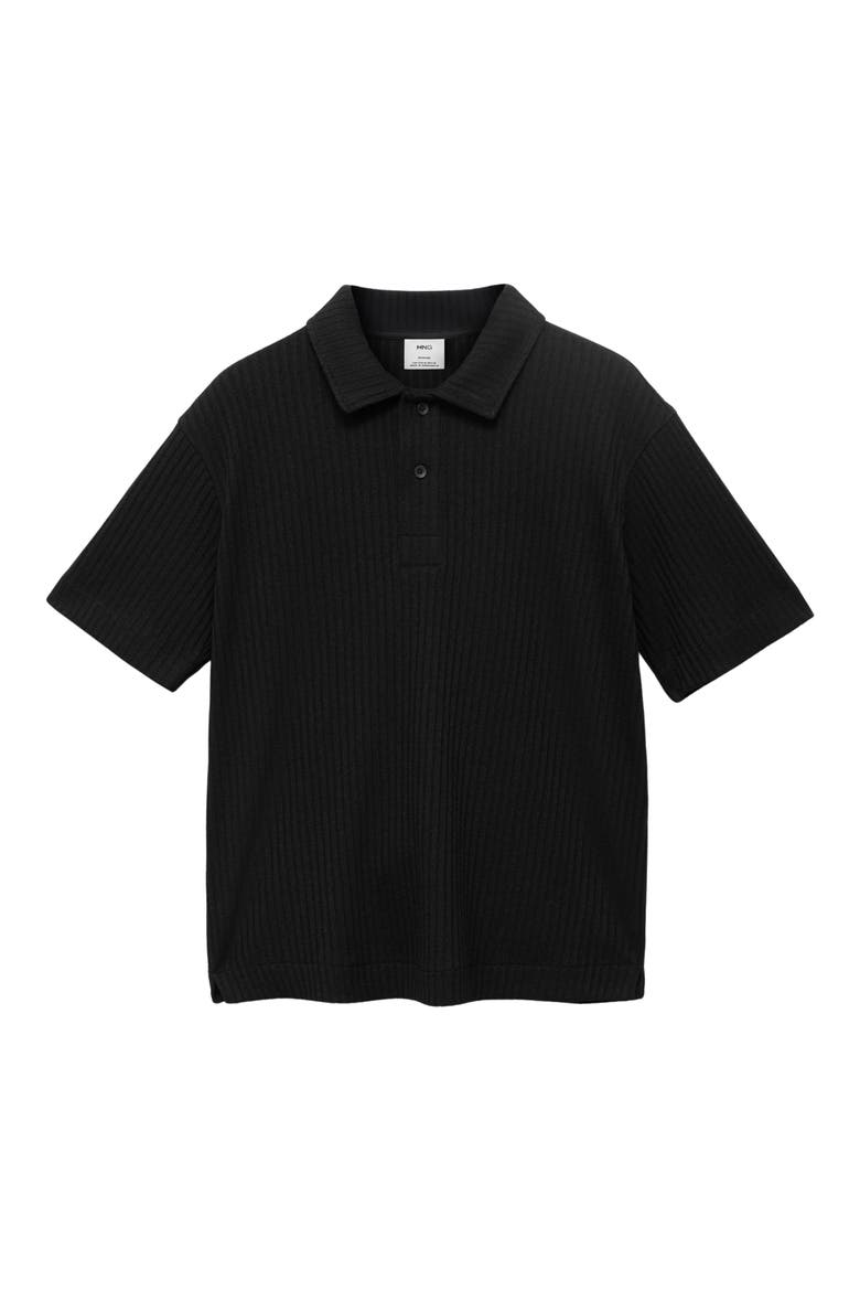 Textured Knit Polo, Alternate, color, BLACK