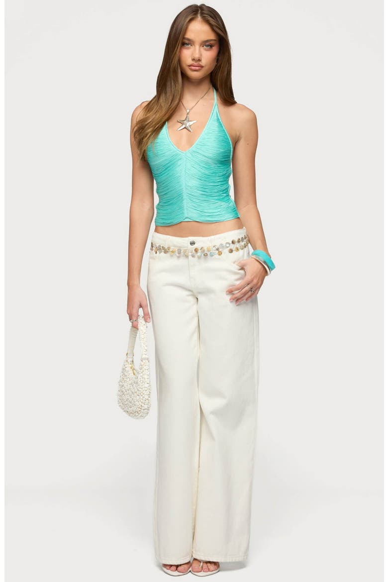 Bree Fringe Halter Top, Alternate, color, AQUA