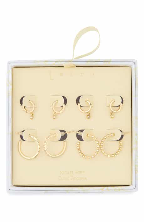 Leith 4-Pair Cubic Zirconia Huggie & Hoop Earrings Set