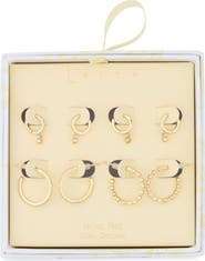 Leith 4-Pair Cubic Zirconia Huggie & Hoop Earrings Set