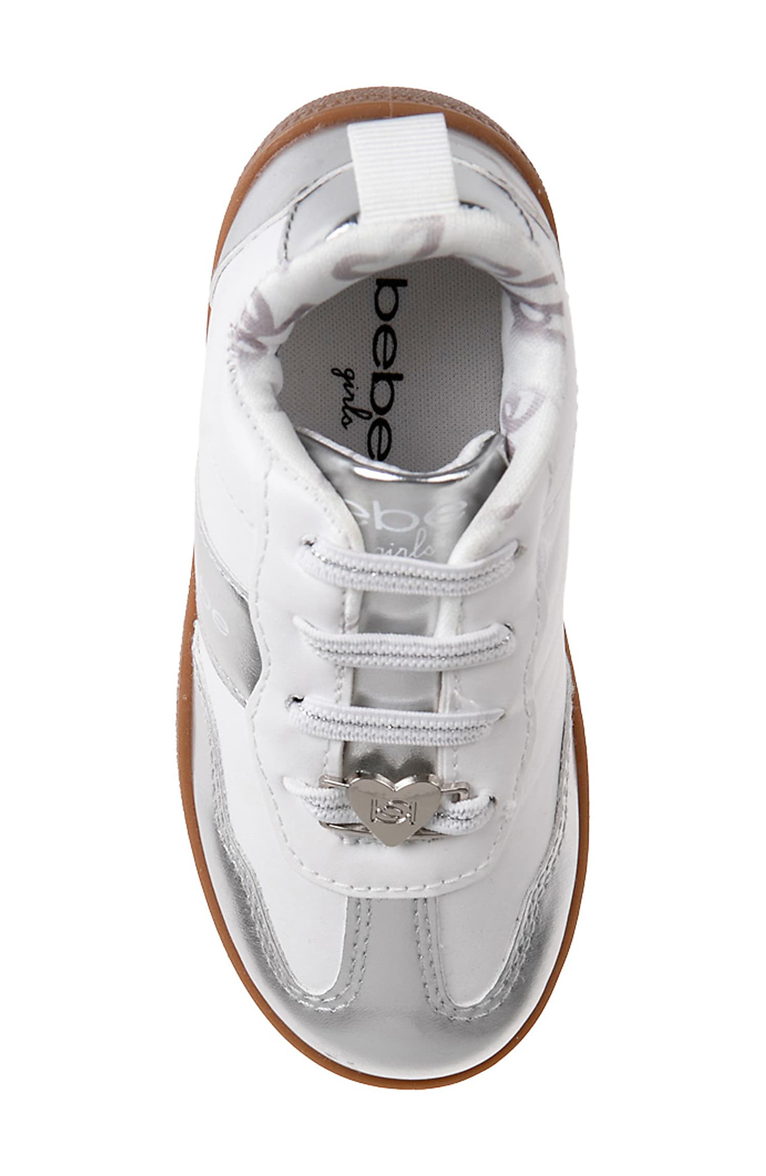 bebe Kids' Metallic Sneaker, Alternate, color, White