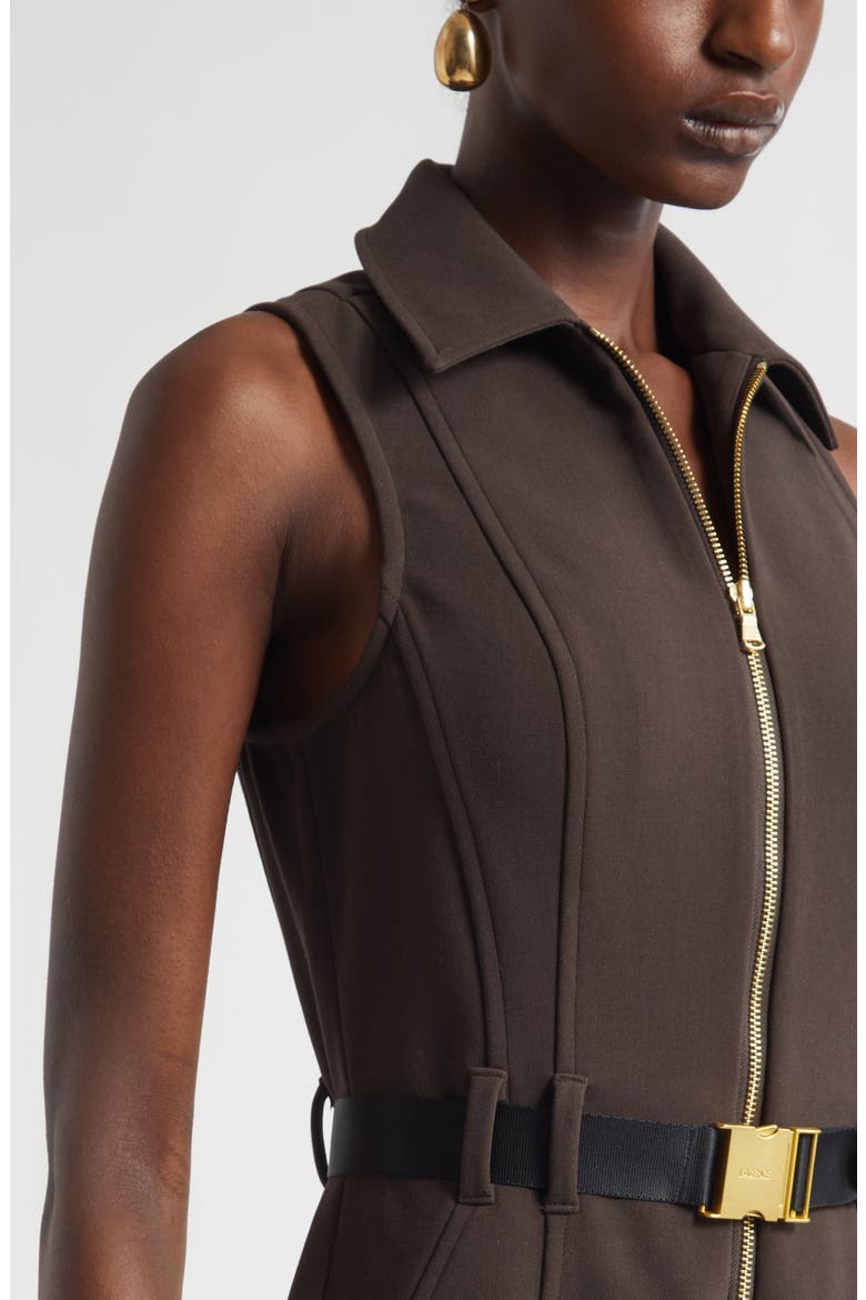Kylo Belted Sleeveless Shirtdress, Alternate, color, DARK BROWN