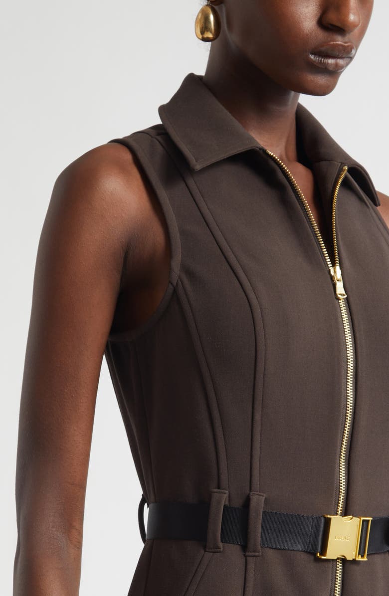 L'AGENCE Kylo Belted Sleeveless Shirtdress, Alternate, color, Dark Brown