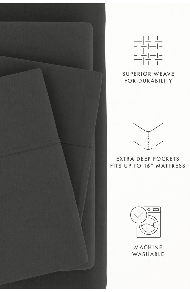 HOMESPUN Premium Cotton 4-Piece Ultra Soft Flannel Bed Sheet Set, Alternate, color, Gray