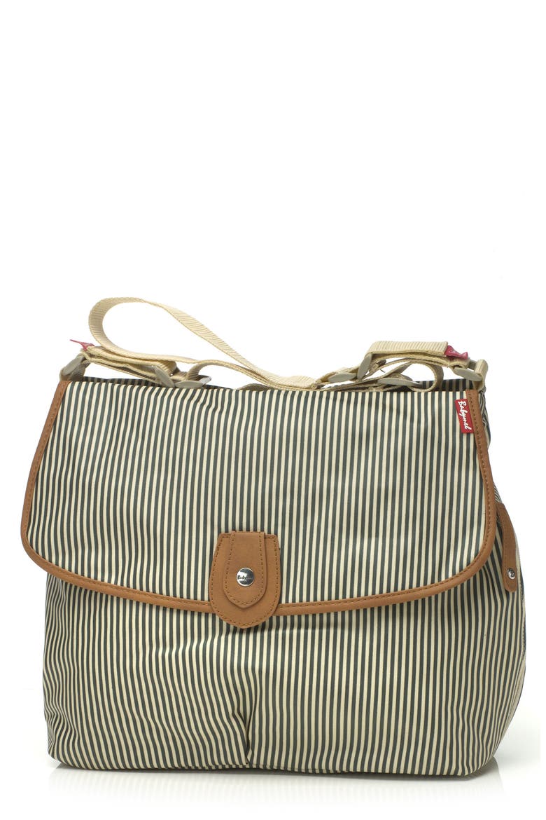 'Satchel' Diaper Bag, Main, color, NAVY STRIPE